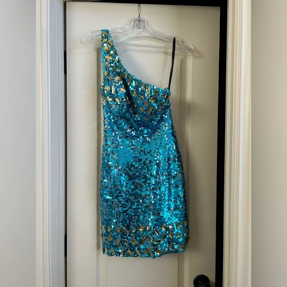 Alyce Paris | Dresses | Blue Alyce Sequin Mini Dress | Poshmark